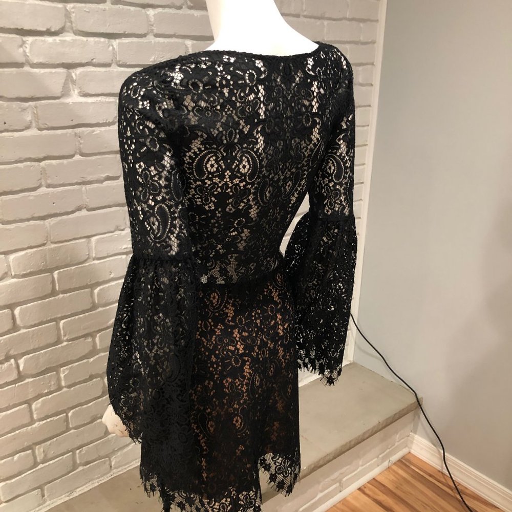 SET BLACK EYELASH LACE LONG TOP BELL MINI SKIRT - Picture 6 of 16